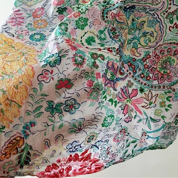 Talbots Pink & Green Paisley Floral Button Down Collared Cotton Shirt Size X - Picture 6 of 14